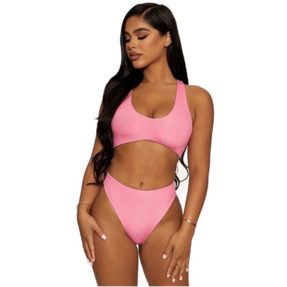 NEW NAKED WARDROBE Pink Ribbed Racerback Bra Top
Size Small - Picture 4 of 12